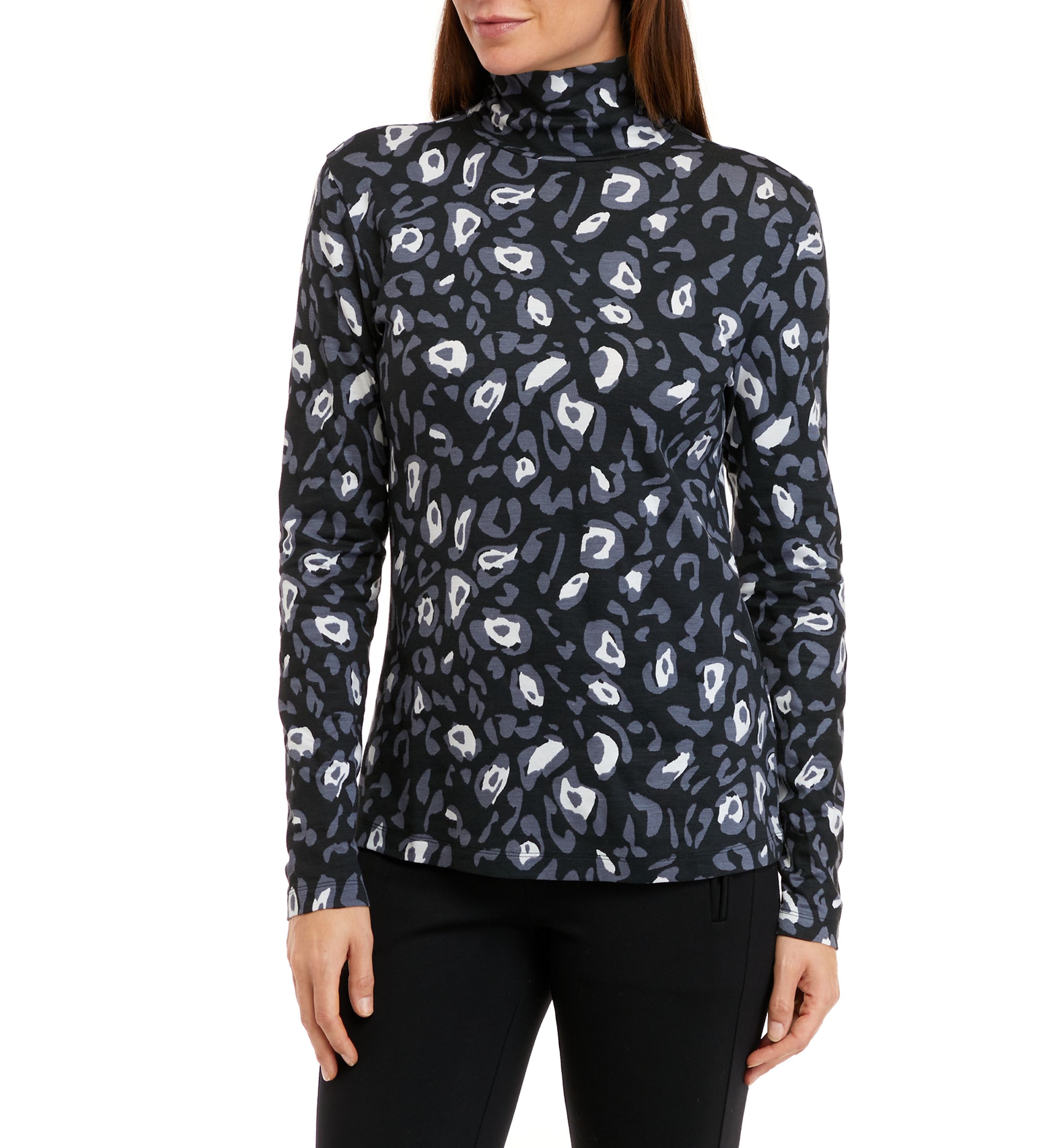 Womens Long Sleeve Ribbed Printed Top