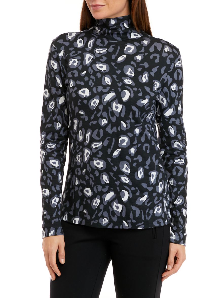 Womens Long Sleeve Ribbed Printed Top