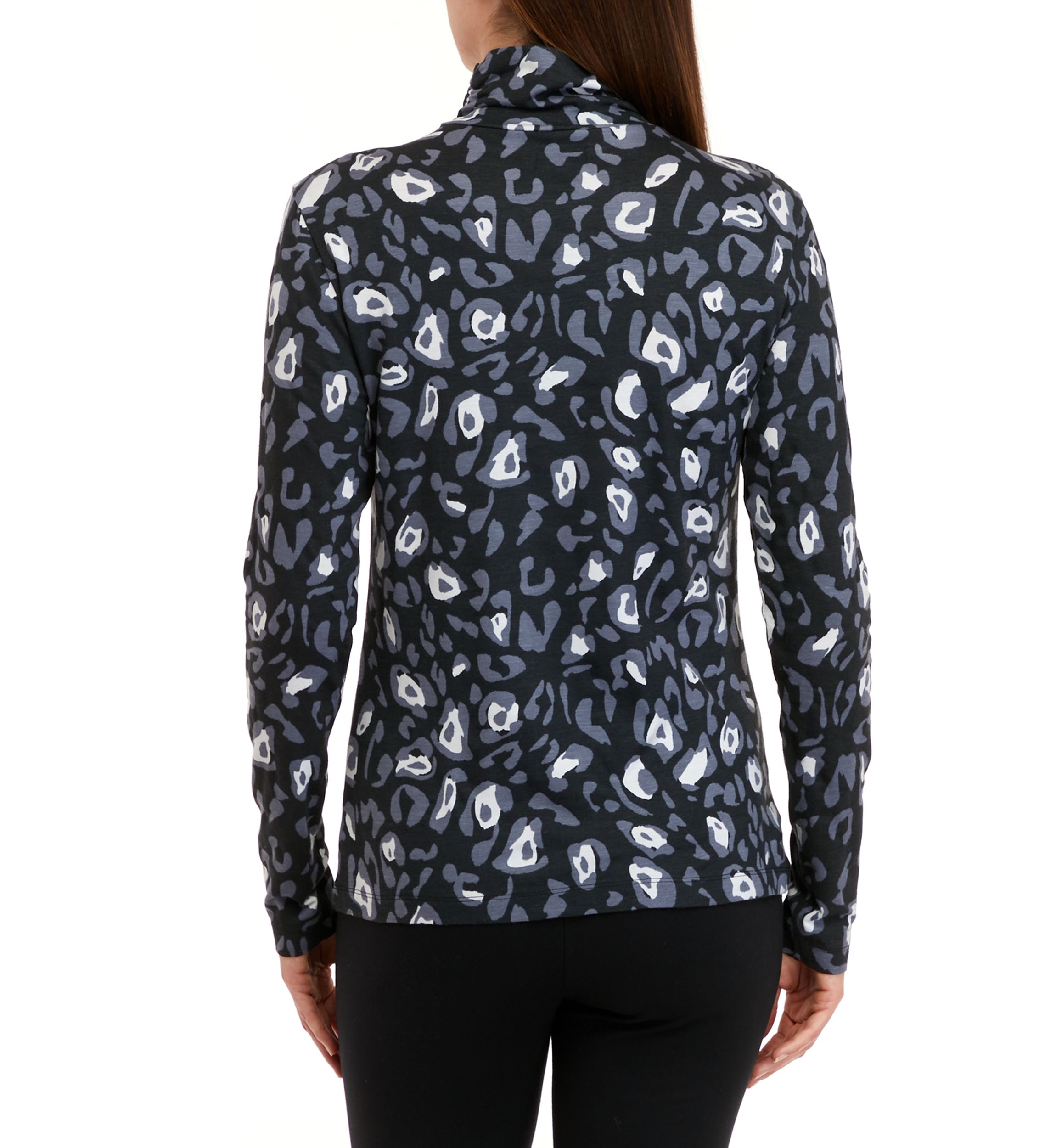 Womens Long Sleeve Ribbed Printed Top