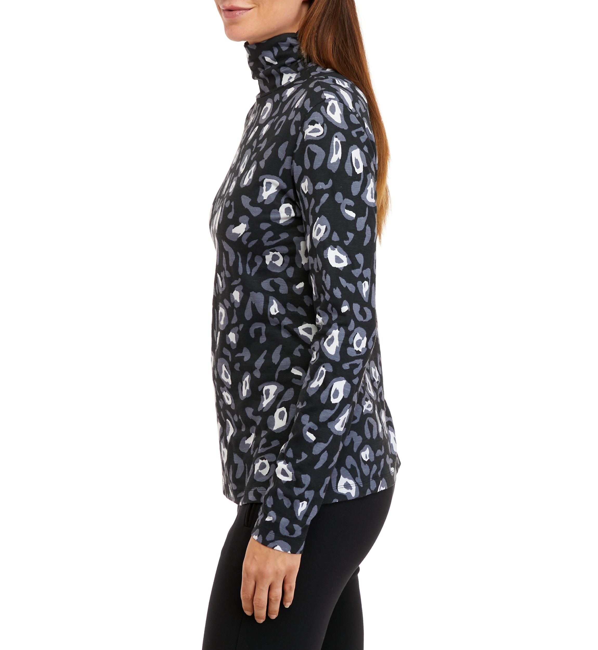 Womens Long Sleeve Ribbed Printed Top