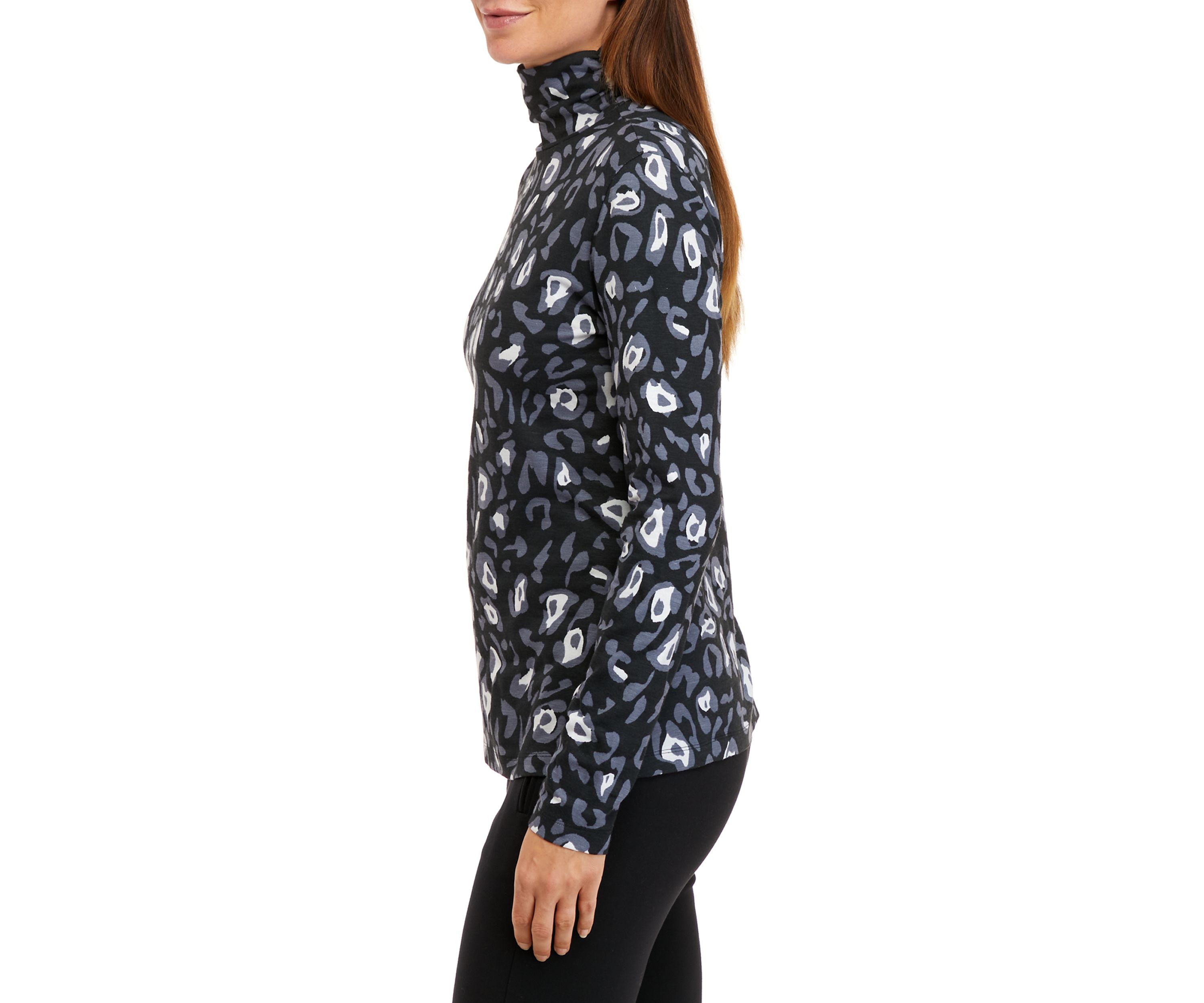 Womens Long Sleeve Ribbed Printed Top