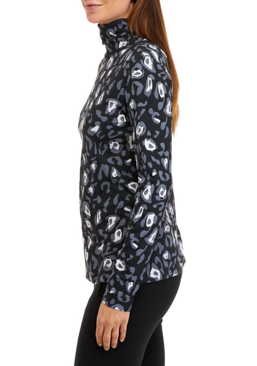 Womens Long Sleeve Ribbed Printed Top