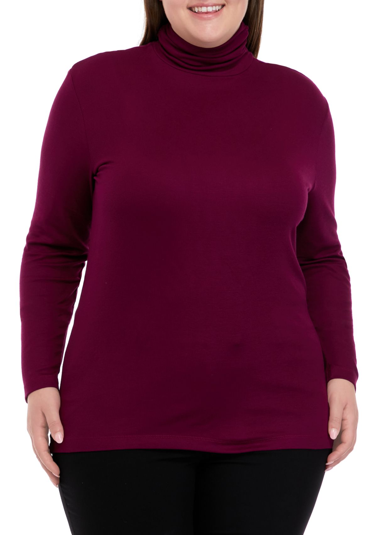 Plus Size Drop Shoulder Mock Neck Sweater