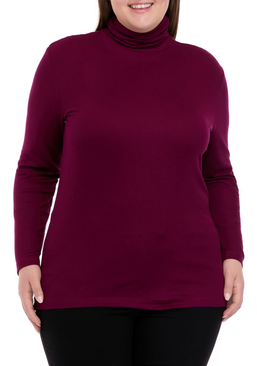 Plus Size Drop Shoulder Mock Neck Sweater