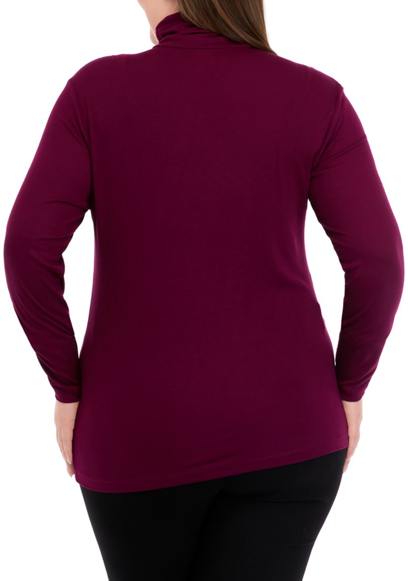 Plus Size Drop Shoulder Mock Neck Sweater