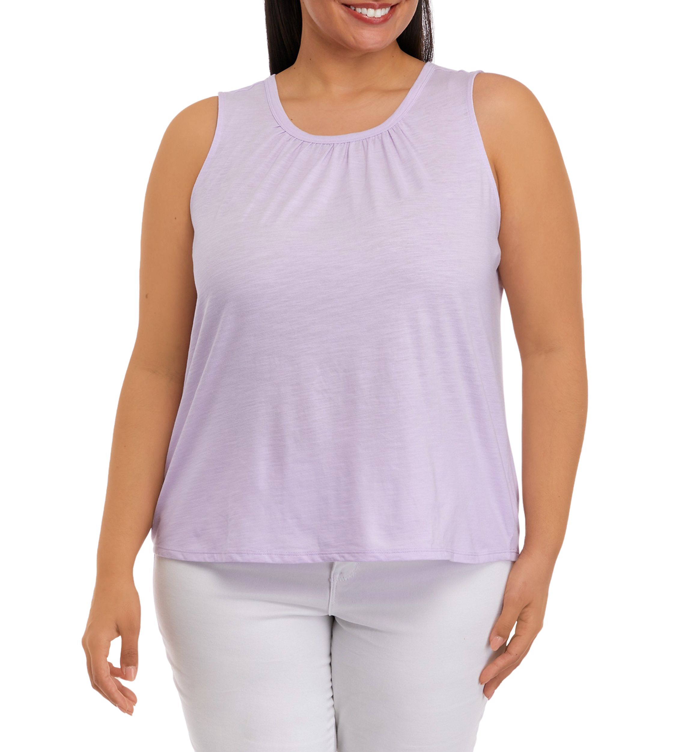 Plus Size Sleeveless Shirred Tank Top