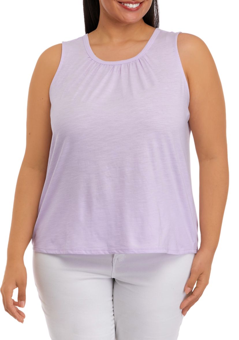 Plus Size Sleeveless Shirred Tank Top