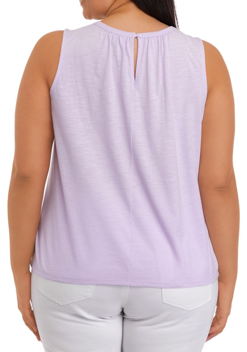 Plus Size Sleeveless Shirred Tank Top