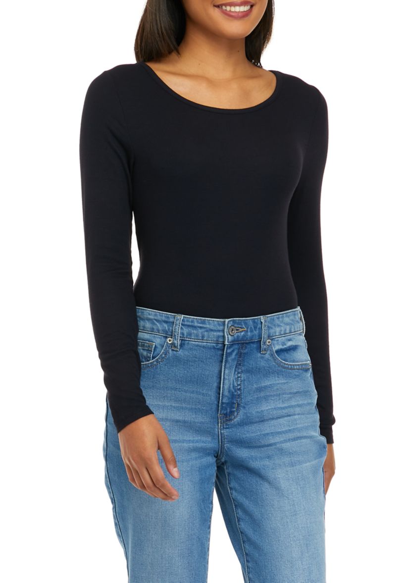 Womens Long Sleeve Ribbed Bodysuit