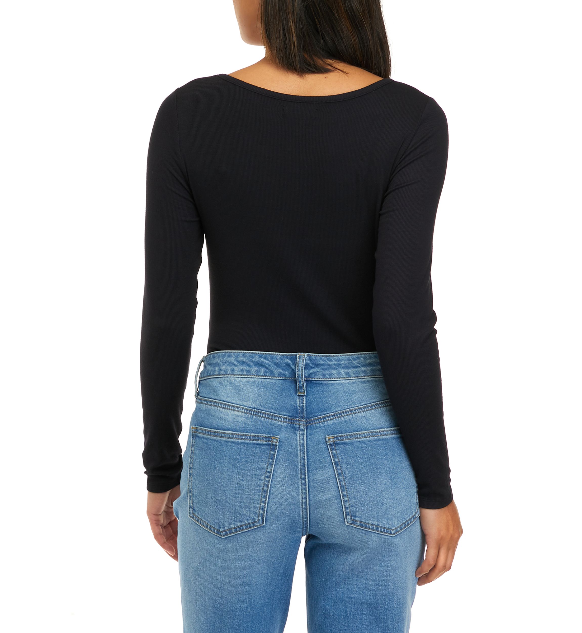 Womens Long Sleeve Ribbed Bodysuit