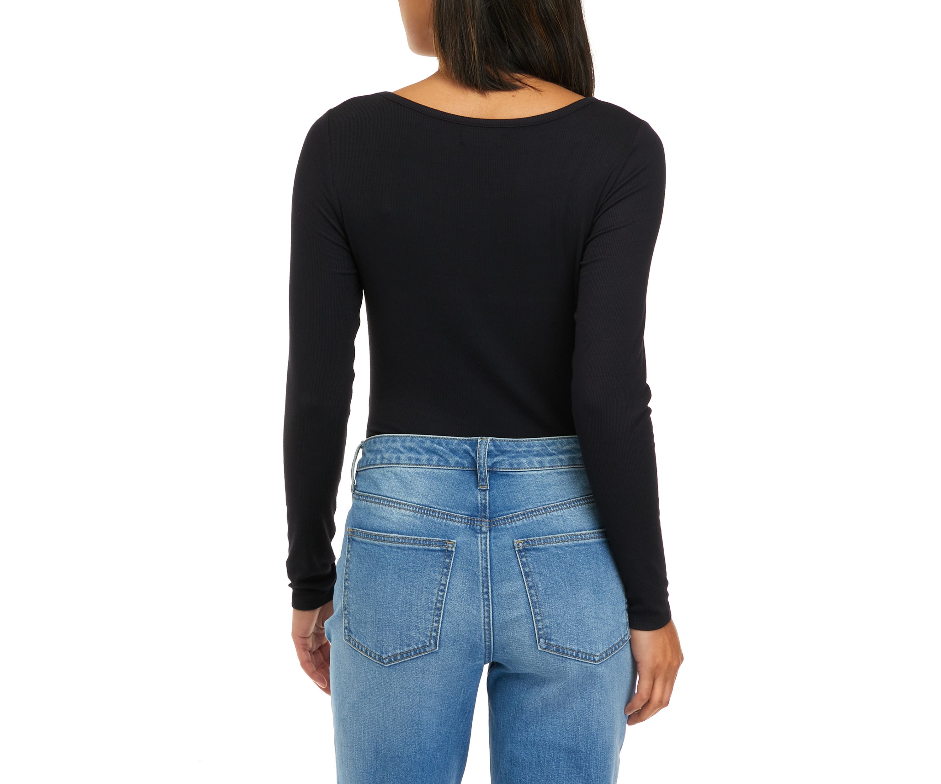 Womens Long Sleeve Ribbed Bodysuit