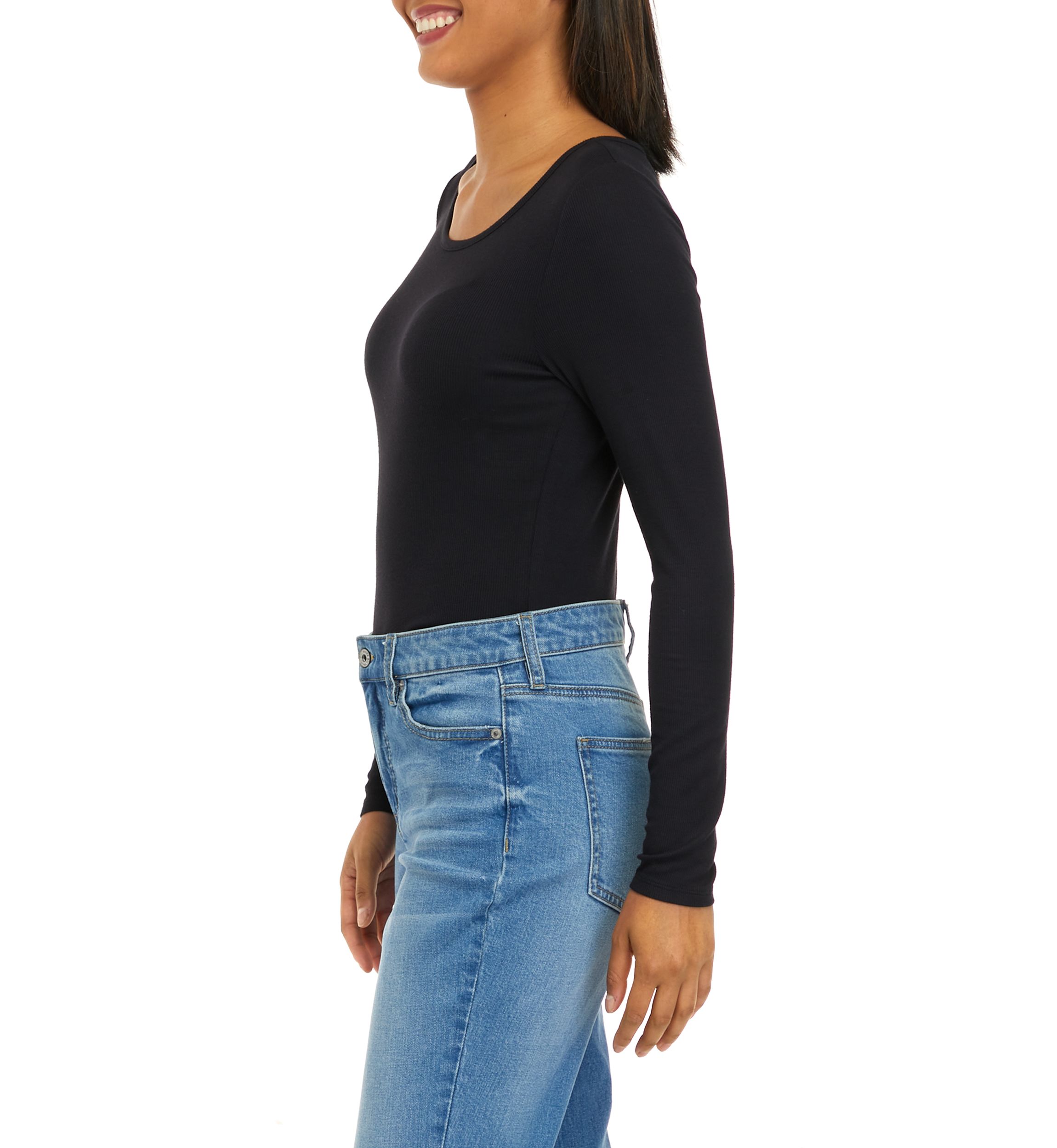 Womens Long Sleeve Ribbed Bodysuit