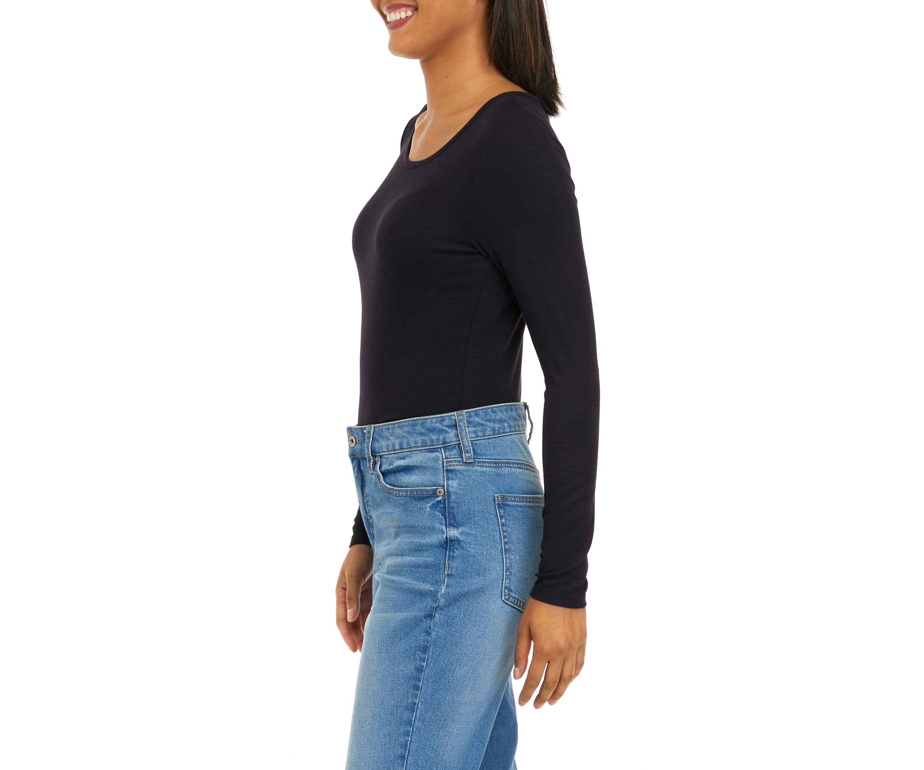 Womens Long Sleeve Ribbed Bodysuit