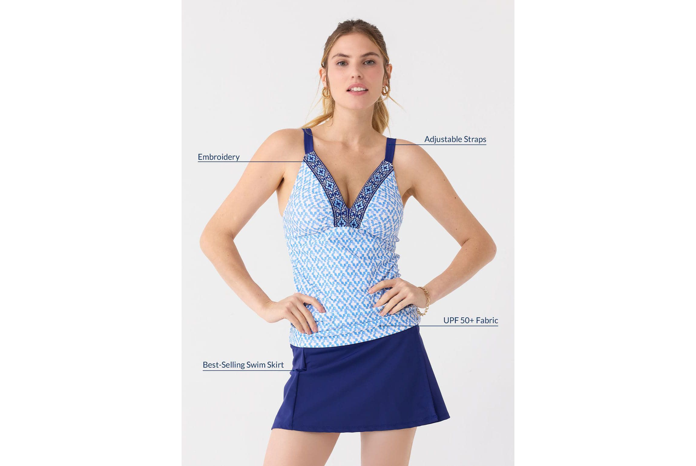 Embroidered Tankini Top