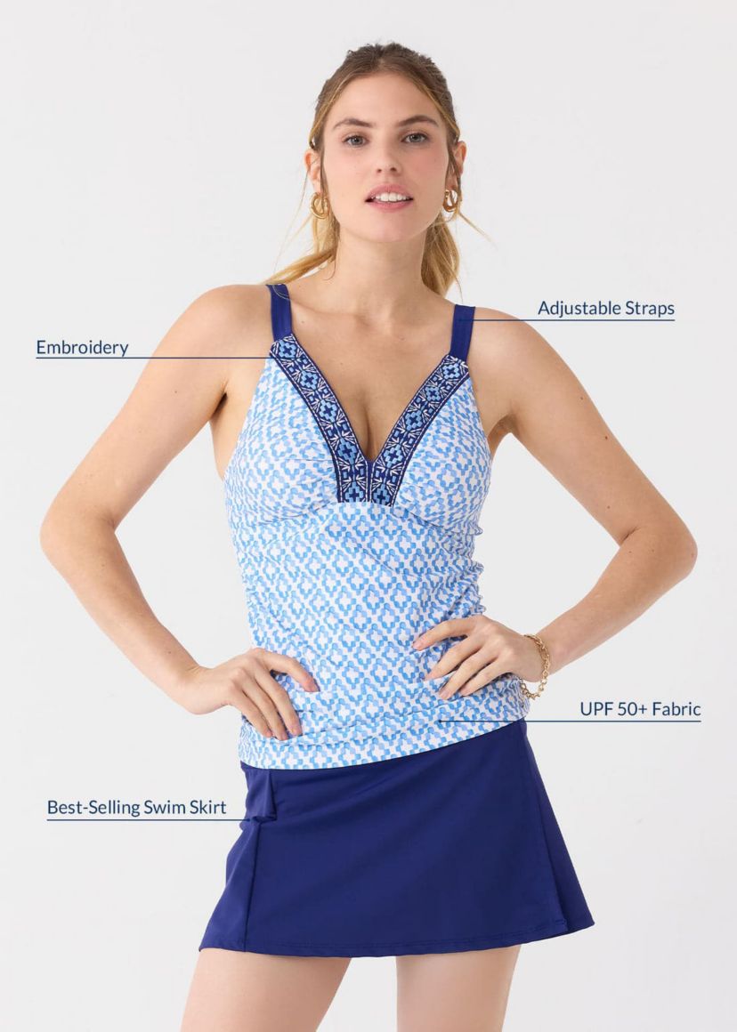 Embroidered Tankini Top