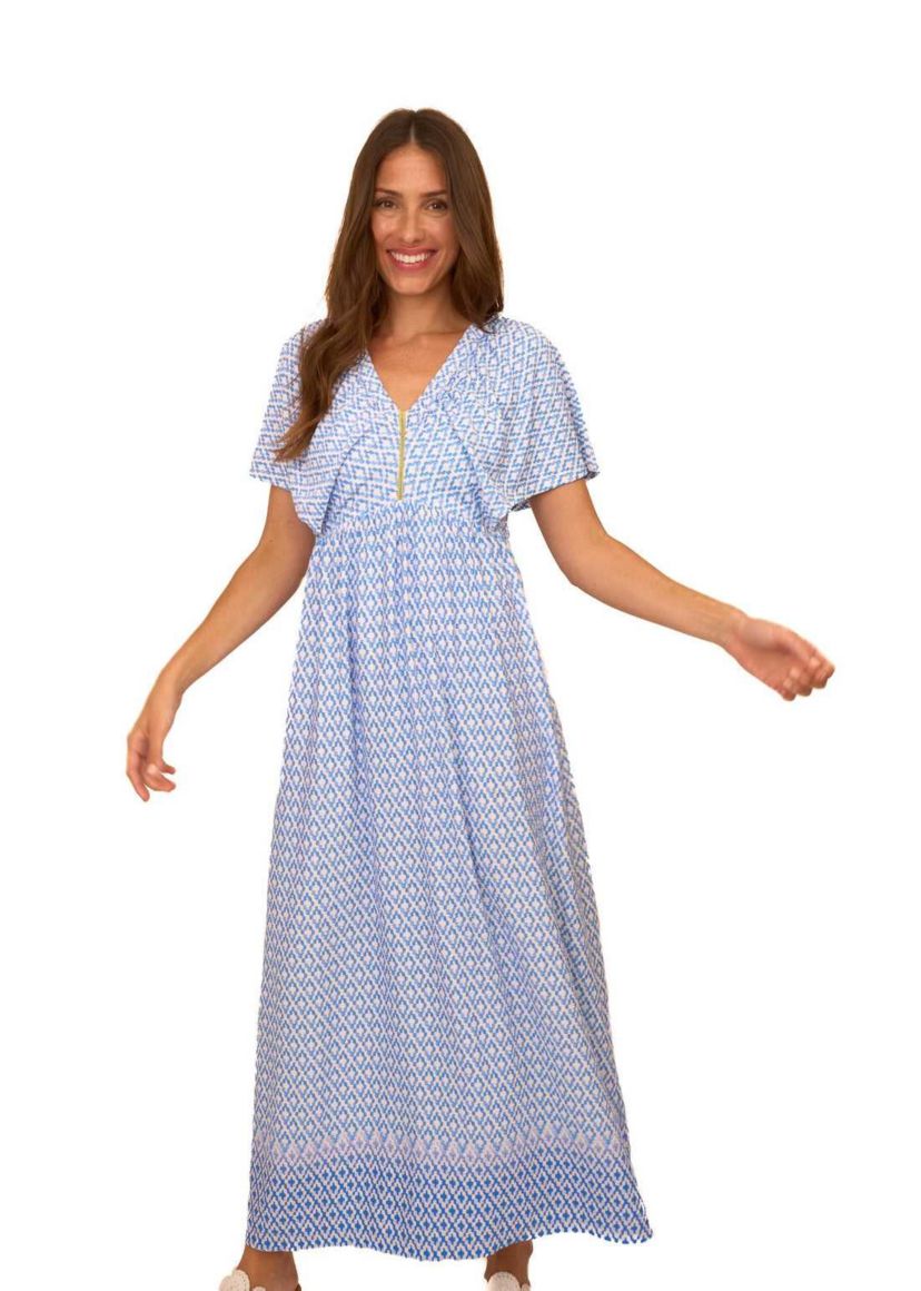 Cabana Life - Seaside Flutter Sleeve Maxi Dress - Blue - L