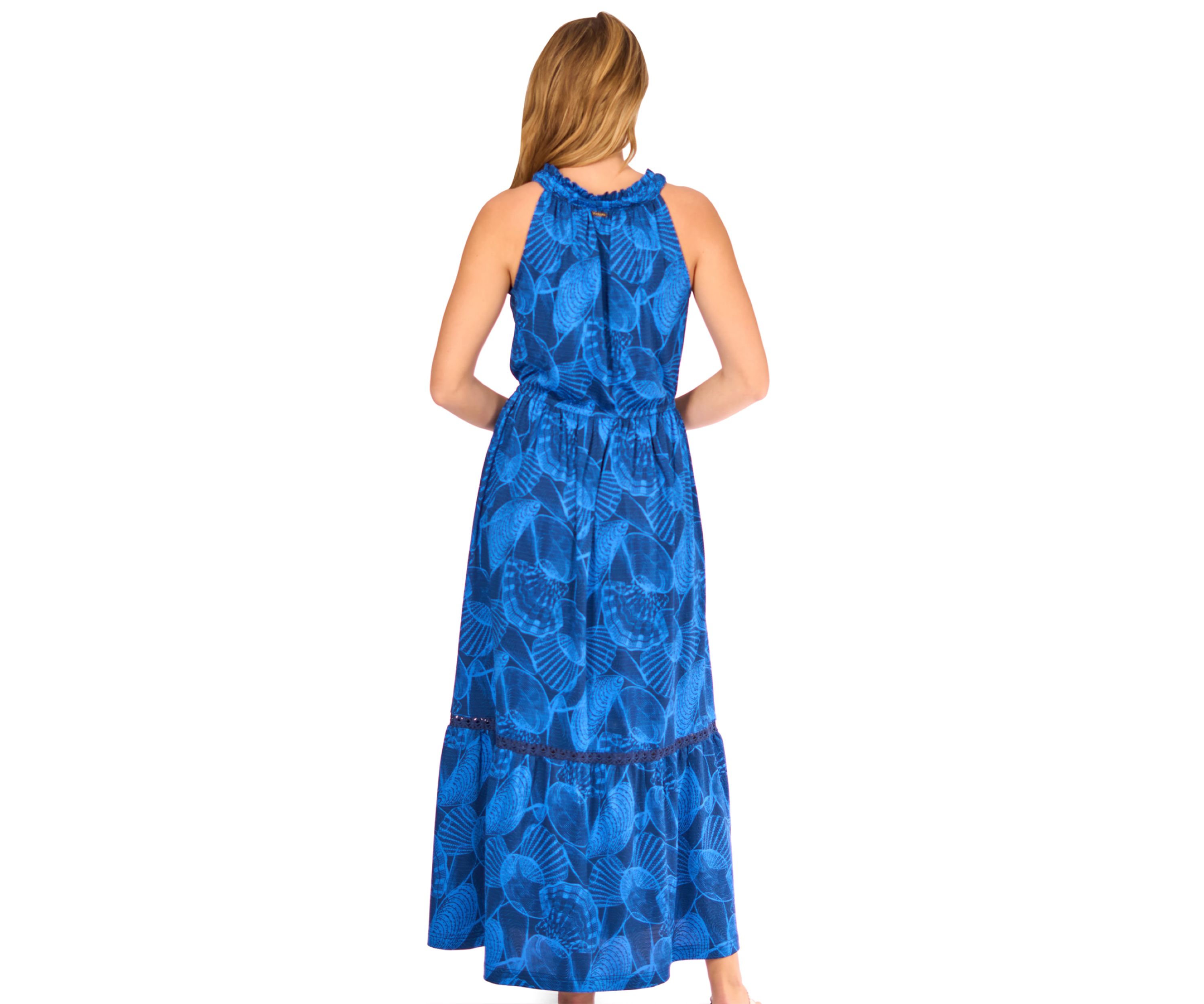 Womens Tie Neck Maxi Dress with UPF 50 Sun Protection