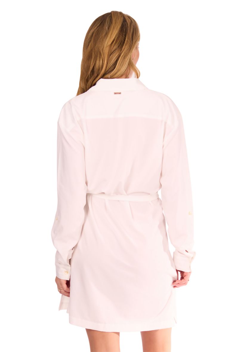   White Button Down Shirt Dress - UPF 50 