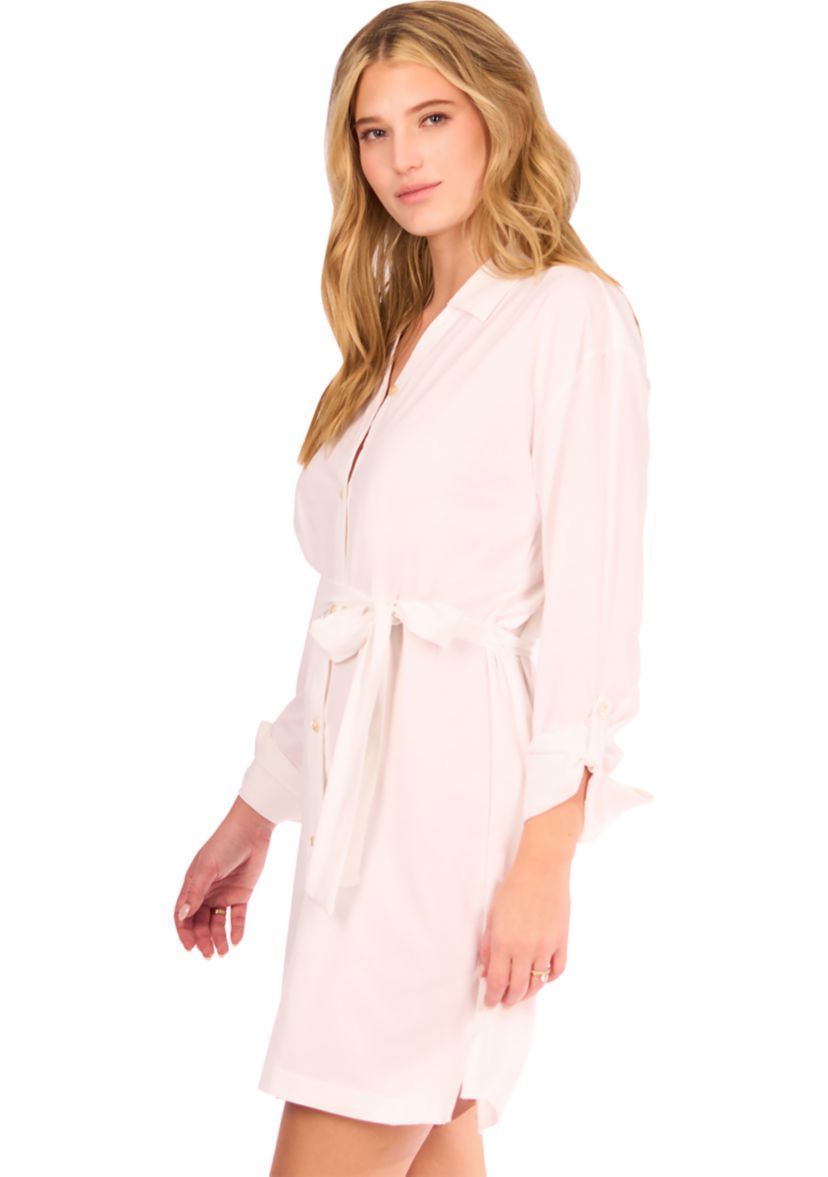   White Button Down Shirt Dress - UPF 50 