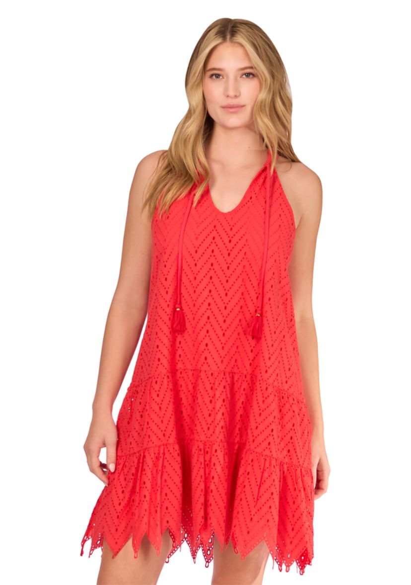 Womens Eyelet Halter Dress