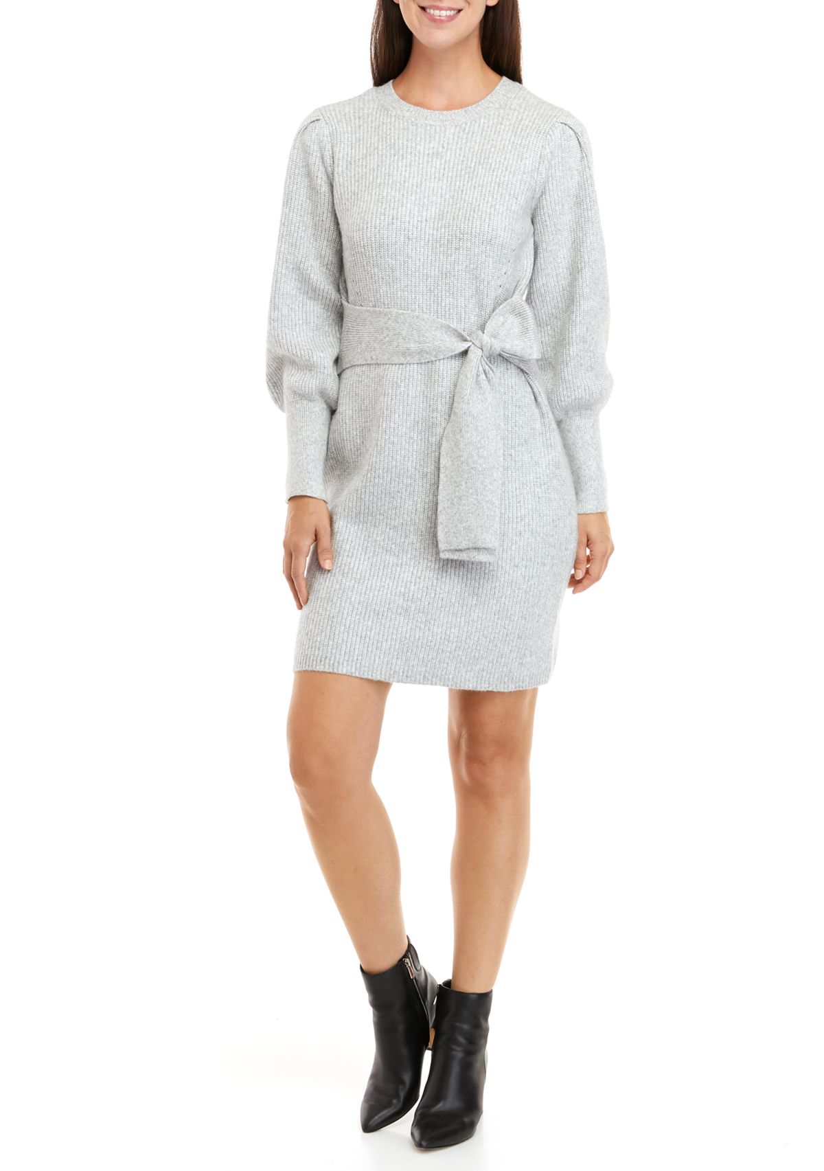 Womens Tie Waist Sweater Dress