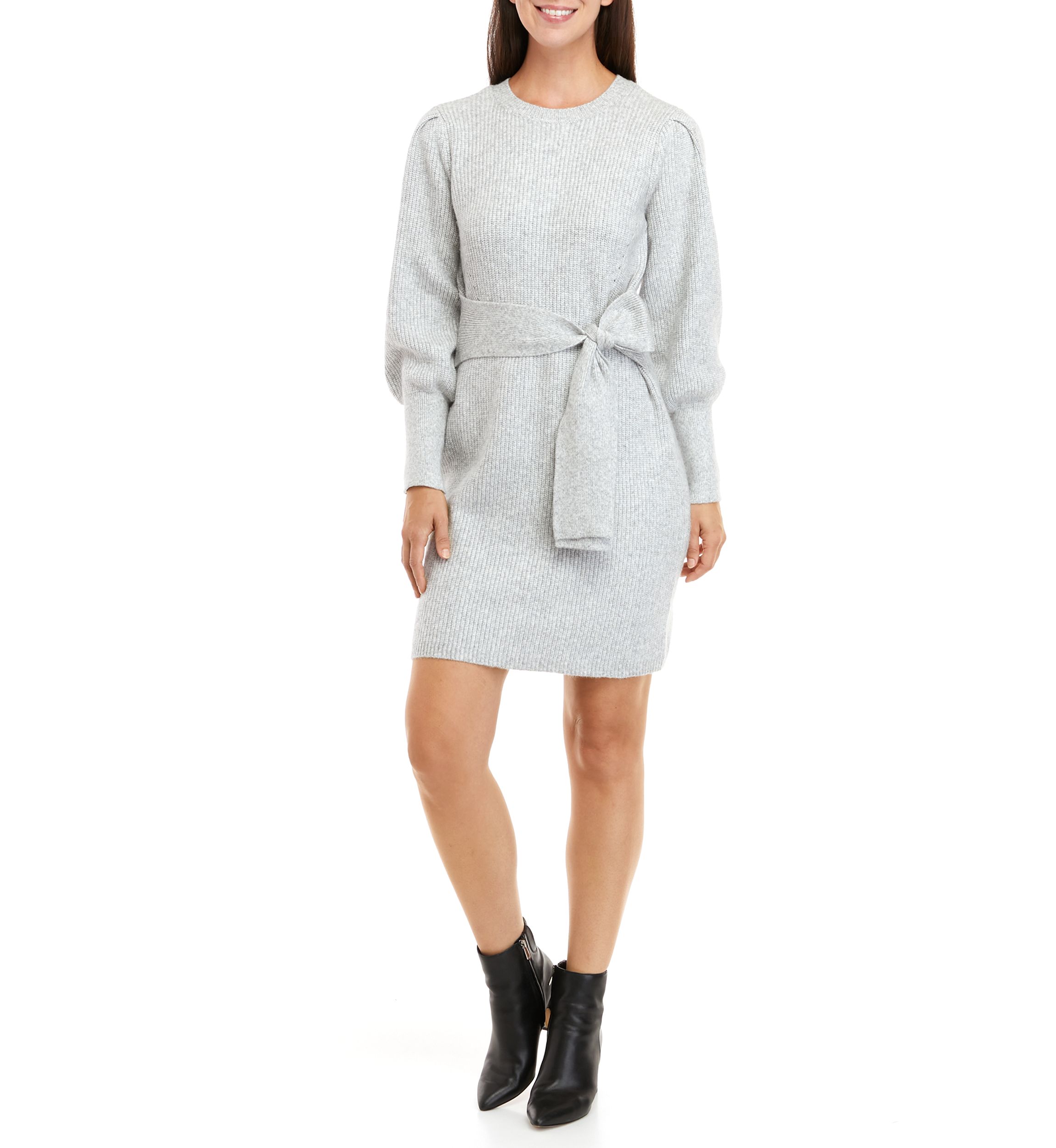 Womens Tie Waist Sweater Dress