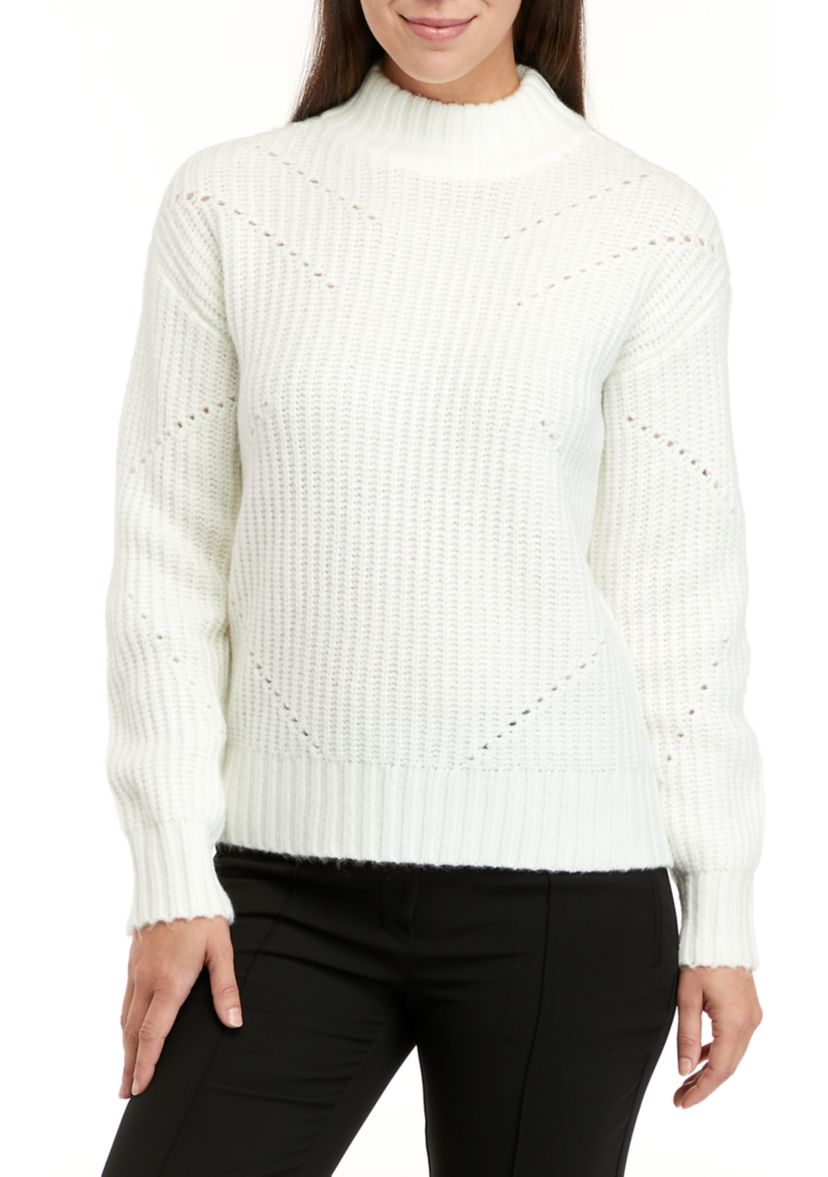 Womens Mock Neck Textured Sweater