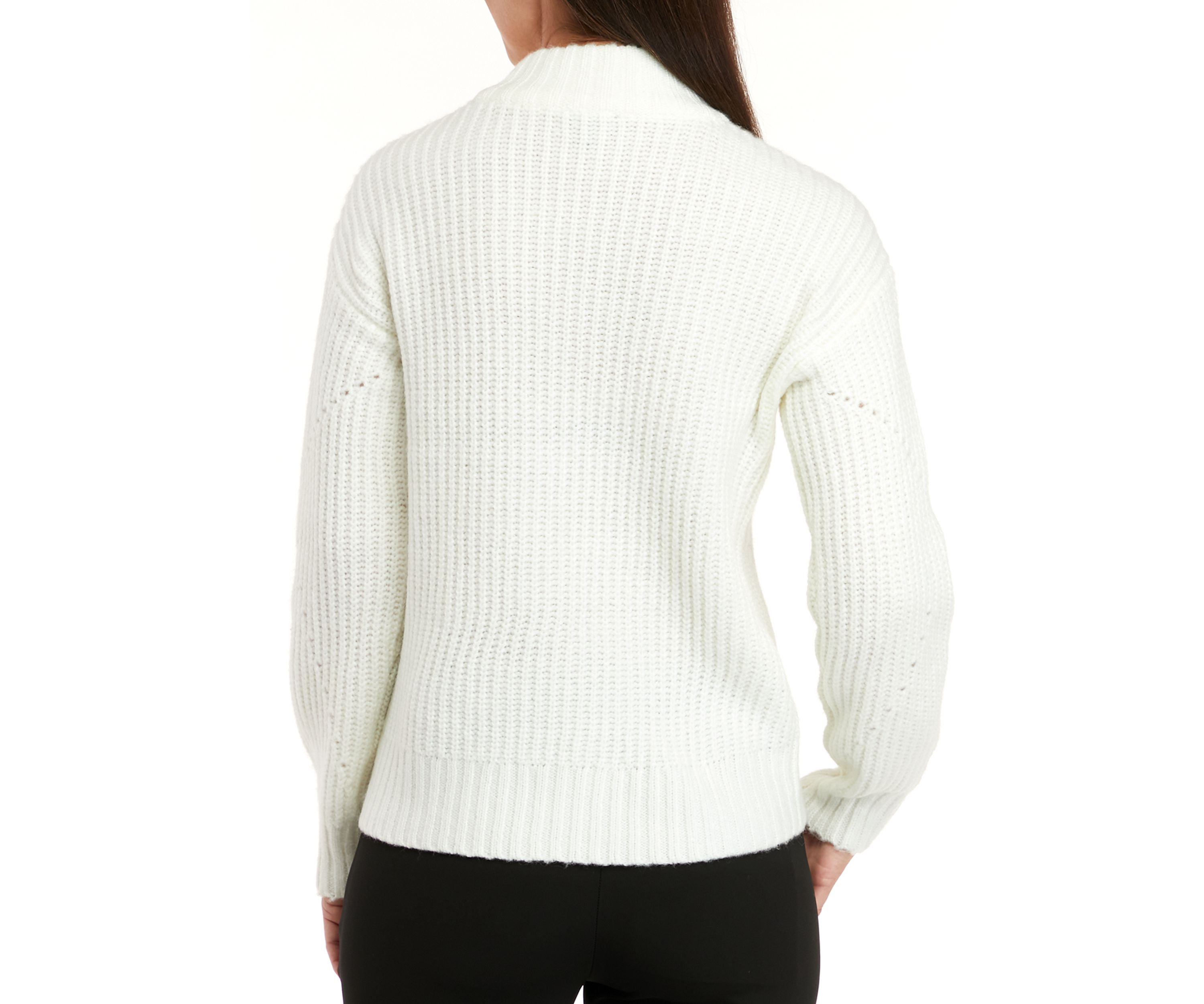 Womens Mock Neck Textured Sweater