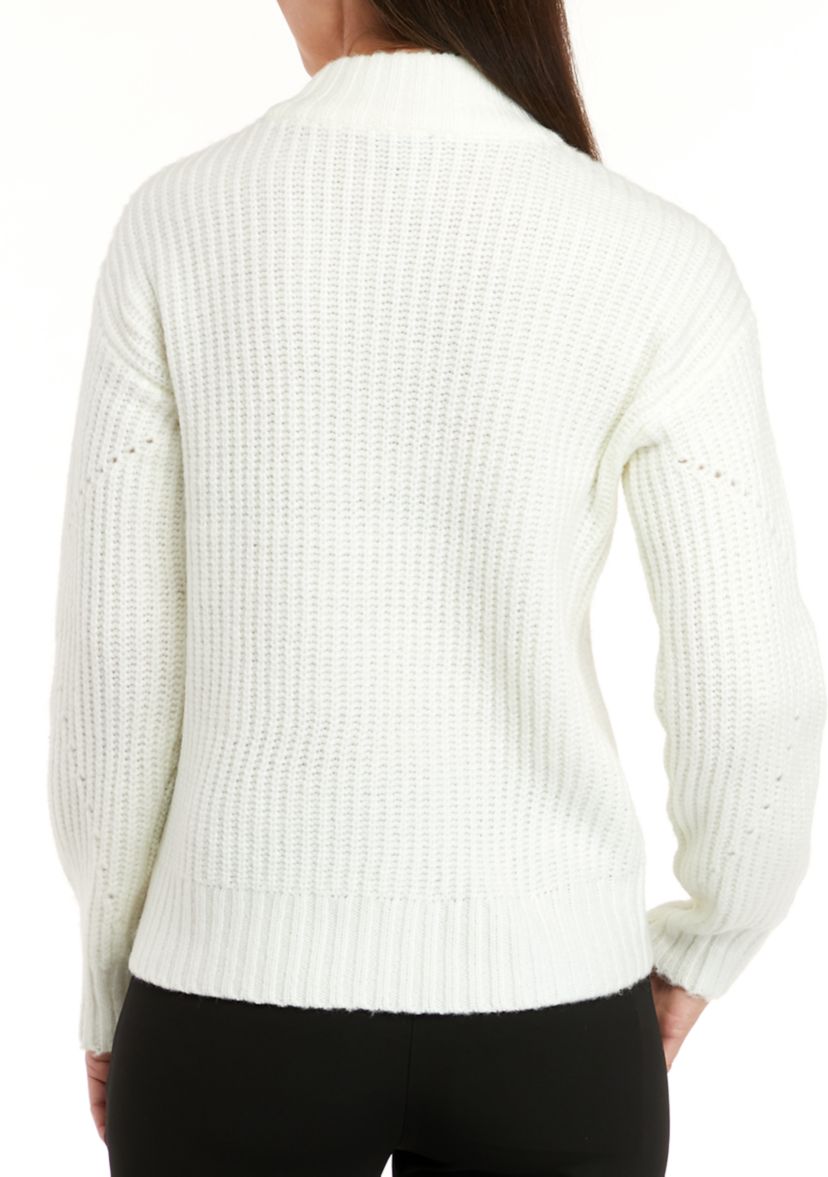 Womens Mock Neck Textured Sweater