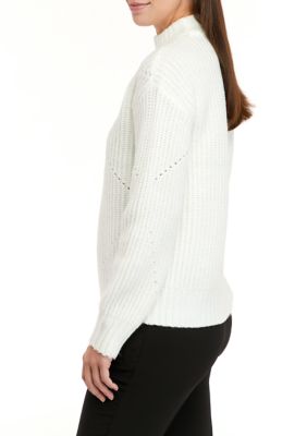 Women's Mock Neck Textured Sweater