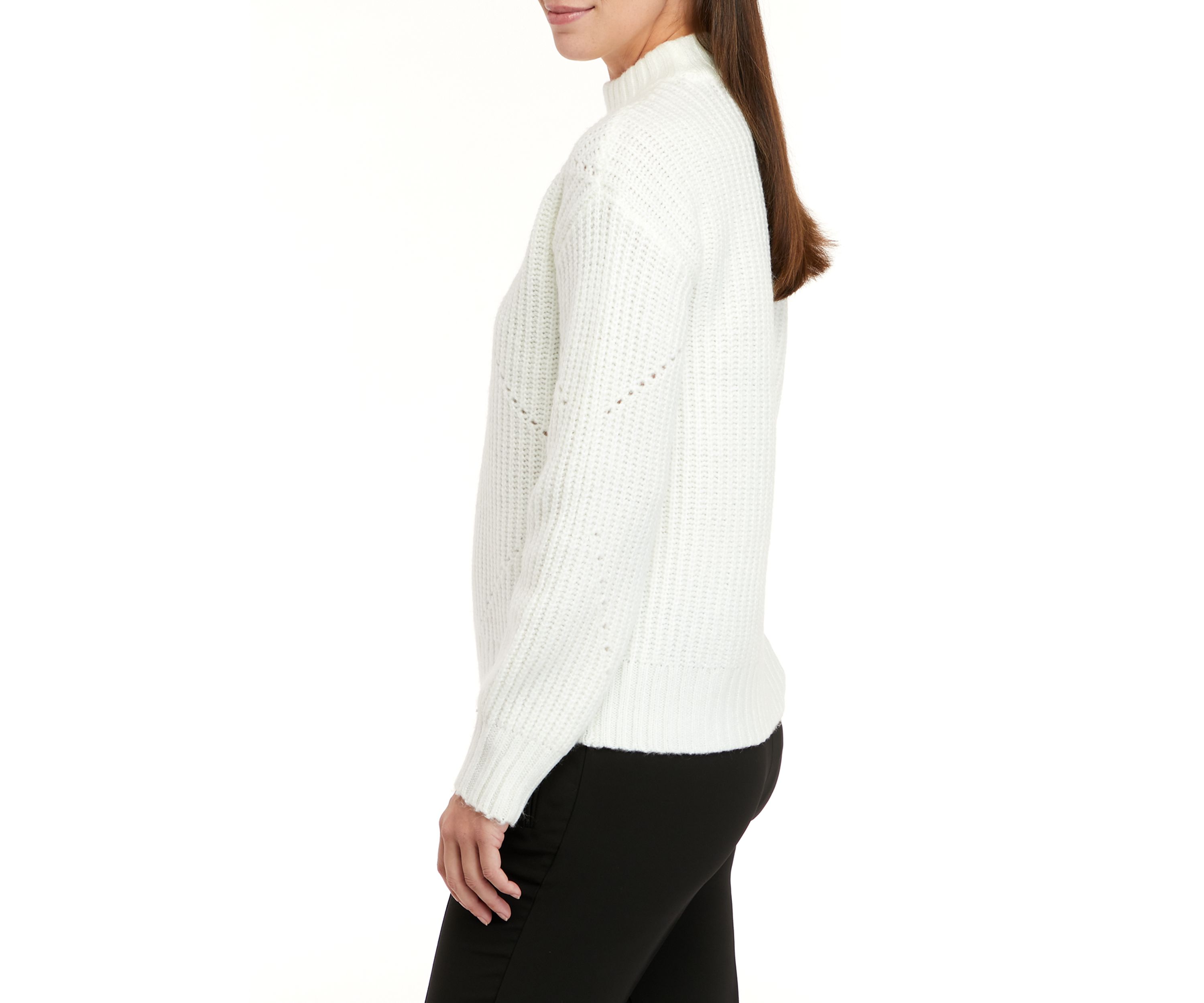 Womens Mock Neck Textured Sweater