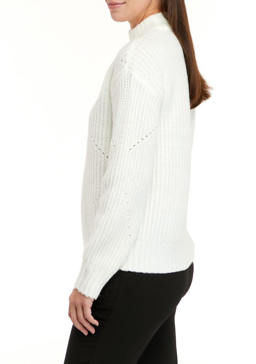 Womens Mock Neck Textured Sweater