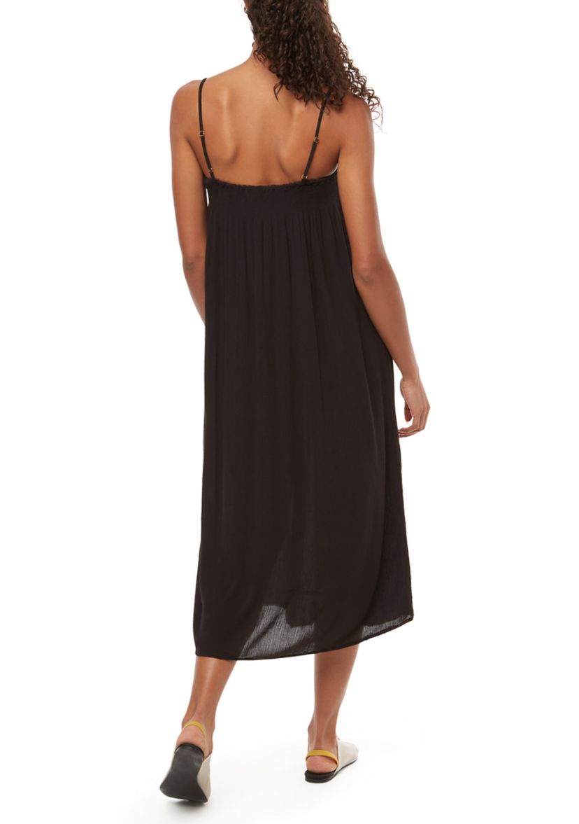 Pull On Smocked Midi Swim Cover Up