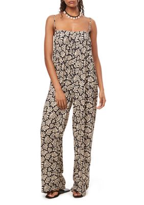 Wide Leg Pull On Swim Cover Up Jumpsuit