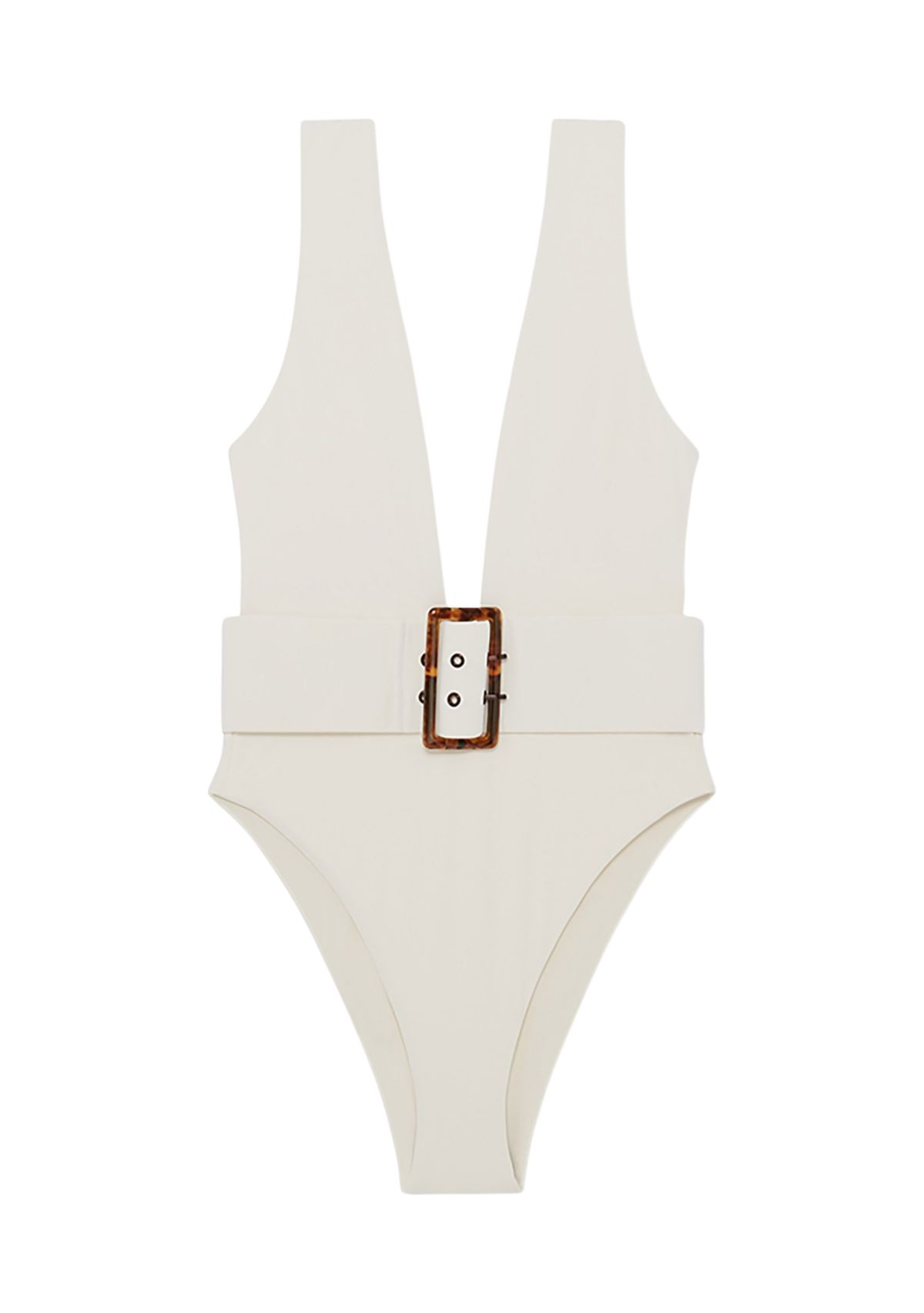 Belted Plunge One Piece Swimsuit