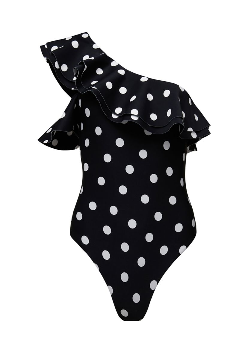 Ruffle Asymmetrical One Piece Swimsuit 