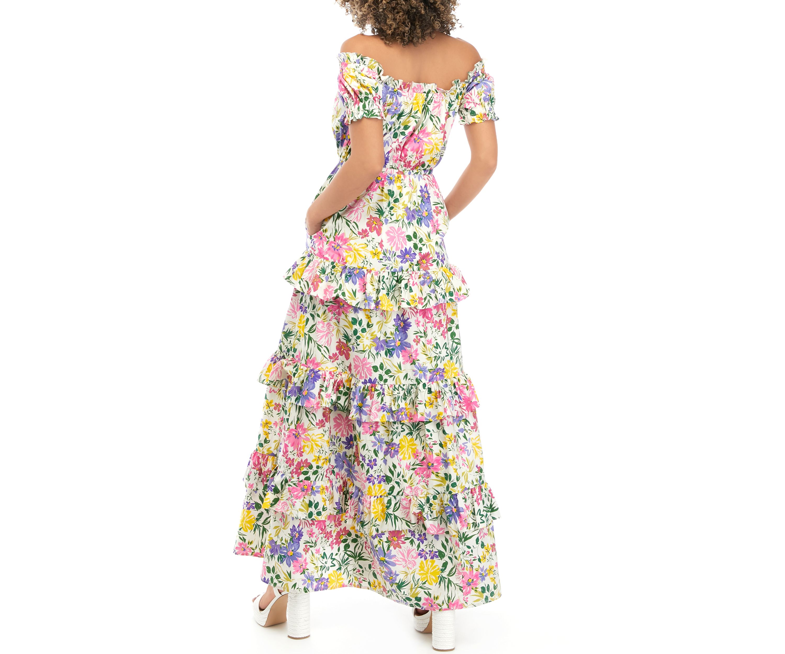 Womens Off the Shoulder Floral Maxi Dress