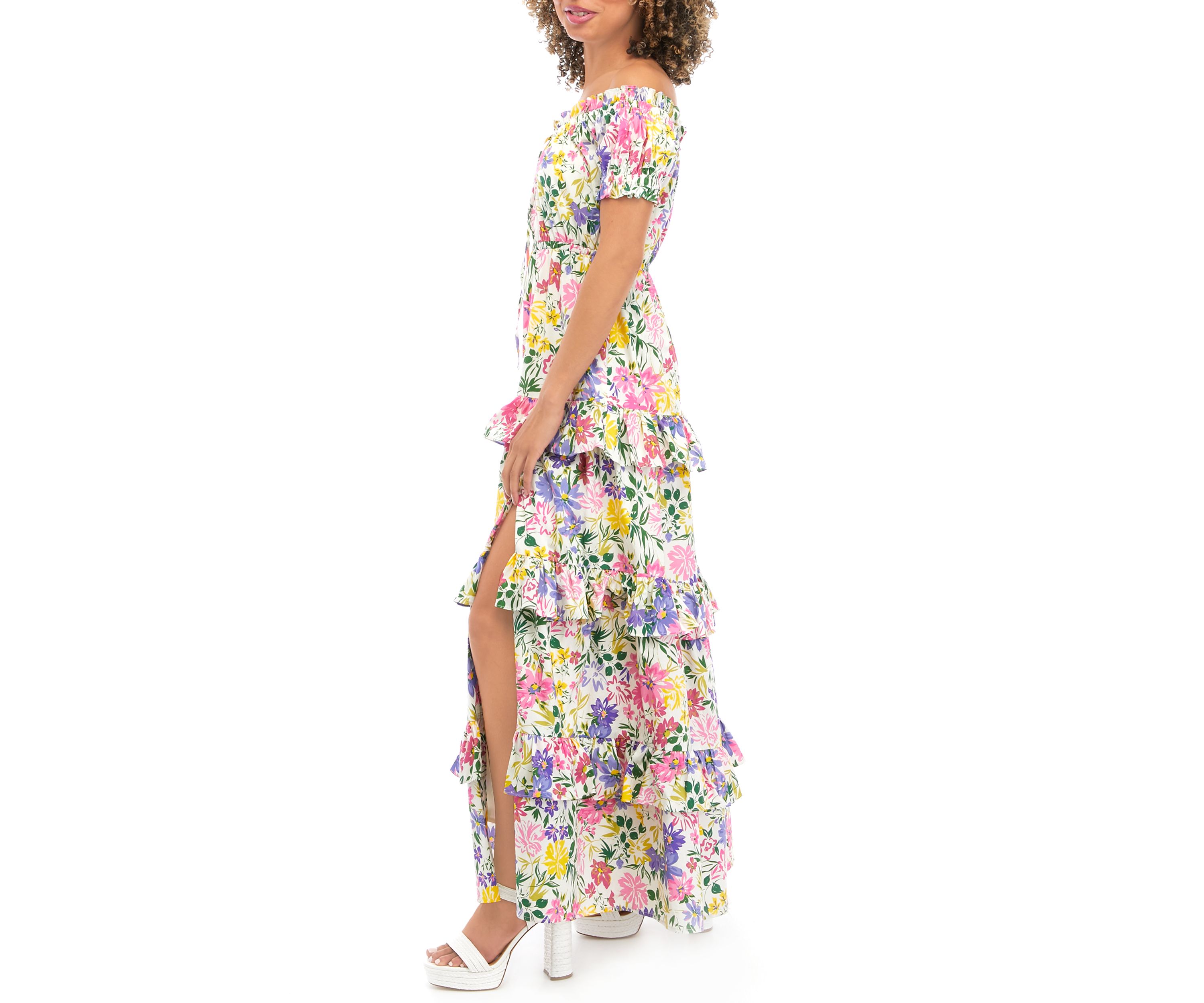 Womens Off the Shoulder Floral Maxi Dress