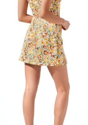 Women's Floral Side Slit Mini Skirt