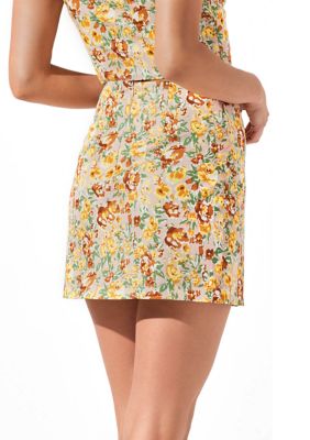 Women's Floral Side Slit Mini Skirt