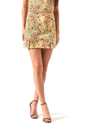 Women's Floral Side Slit Mini Skirt