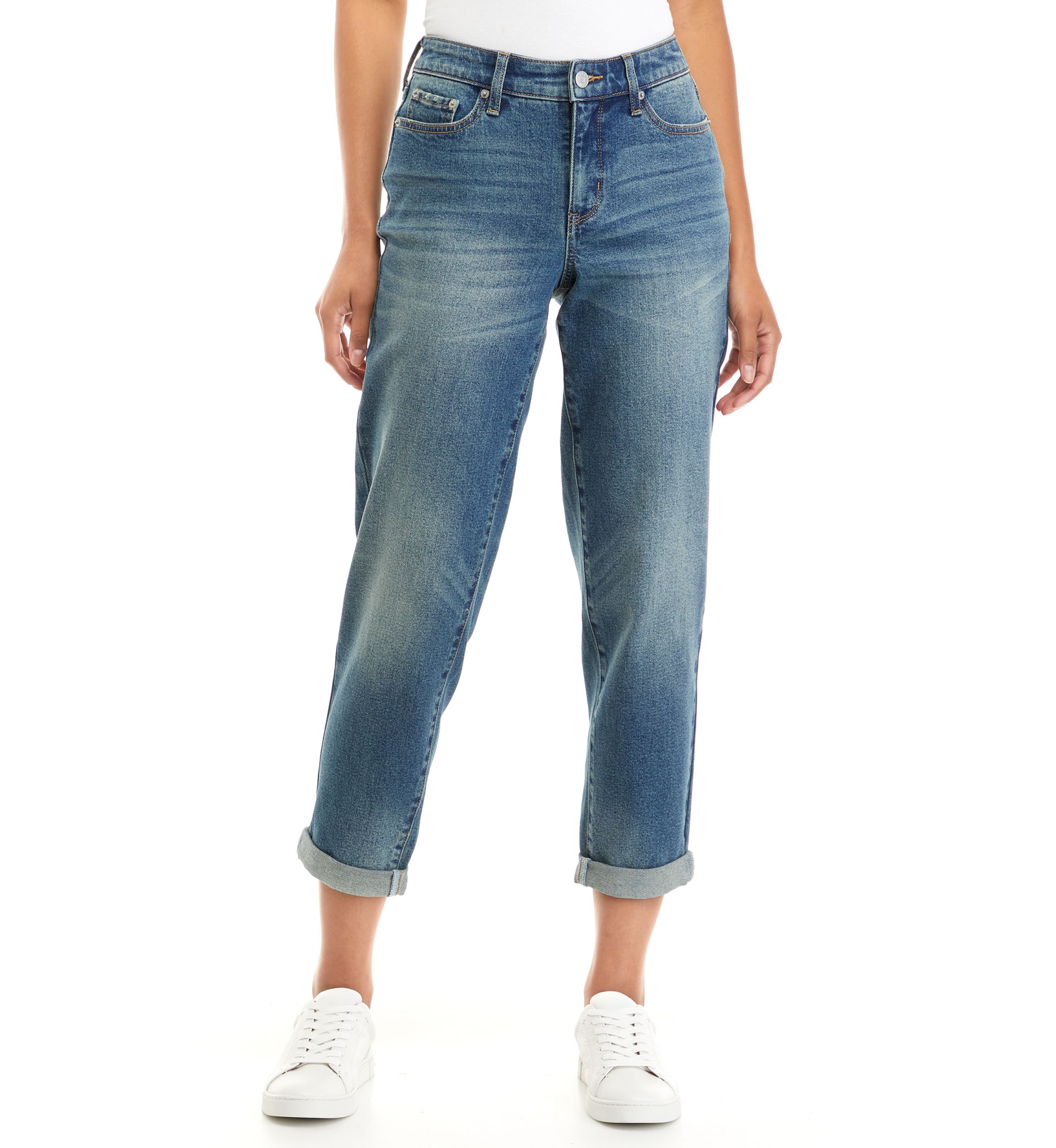 Womens Mid Rise Boyfriend Jeans