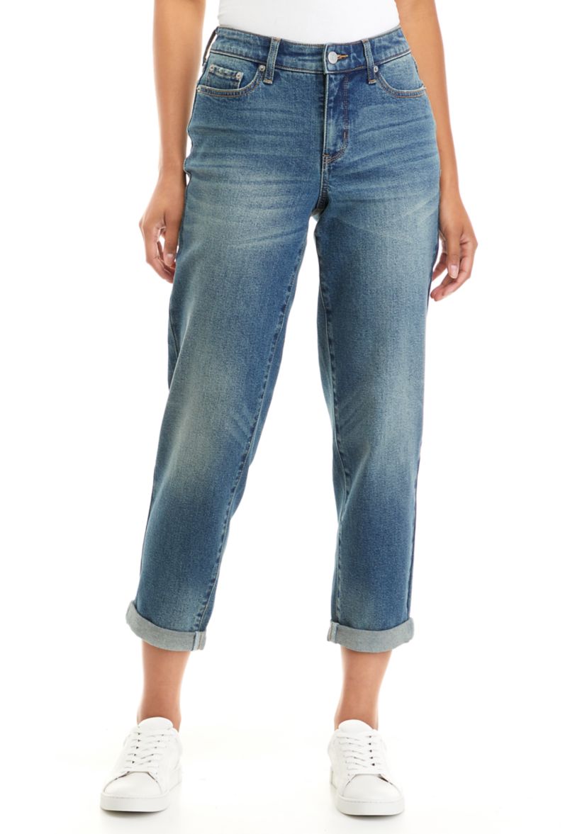 Womens Mid Rise Boyfriend Jeans