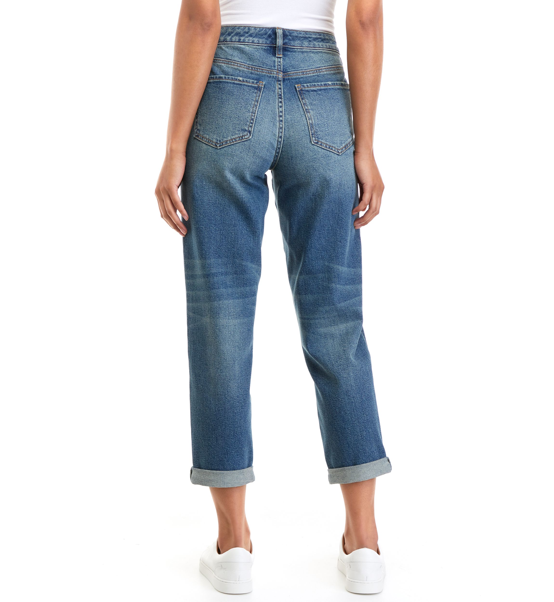 Womens Mid Rise Boyfriend Jeans