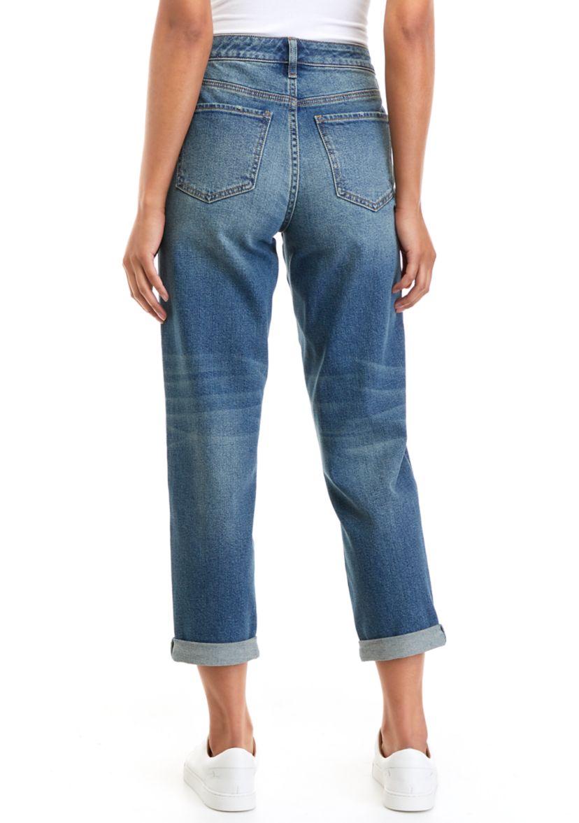 Womens Mid Rise Boyfriend Jeans