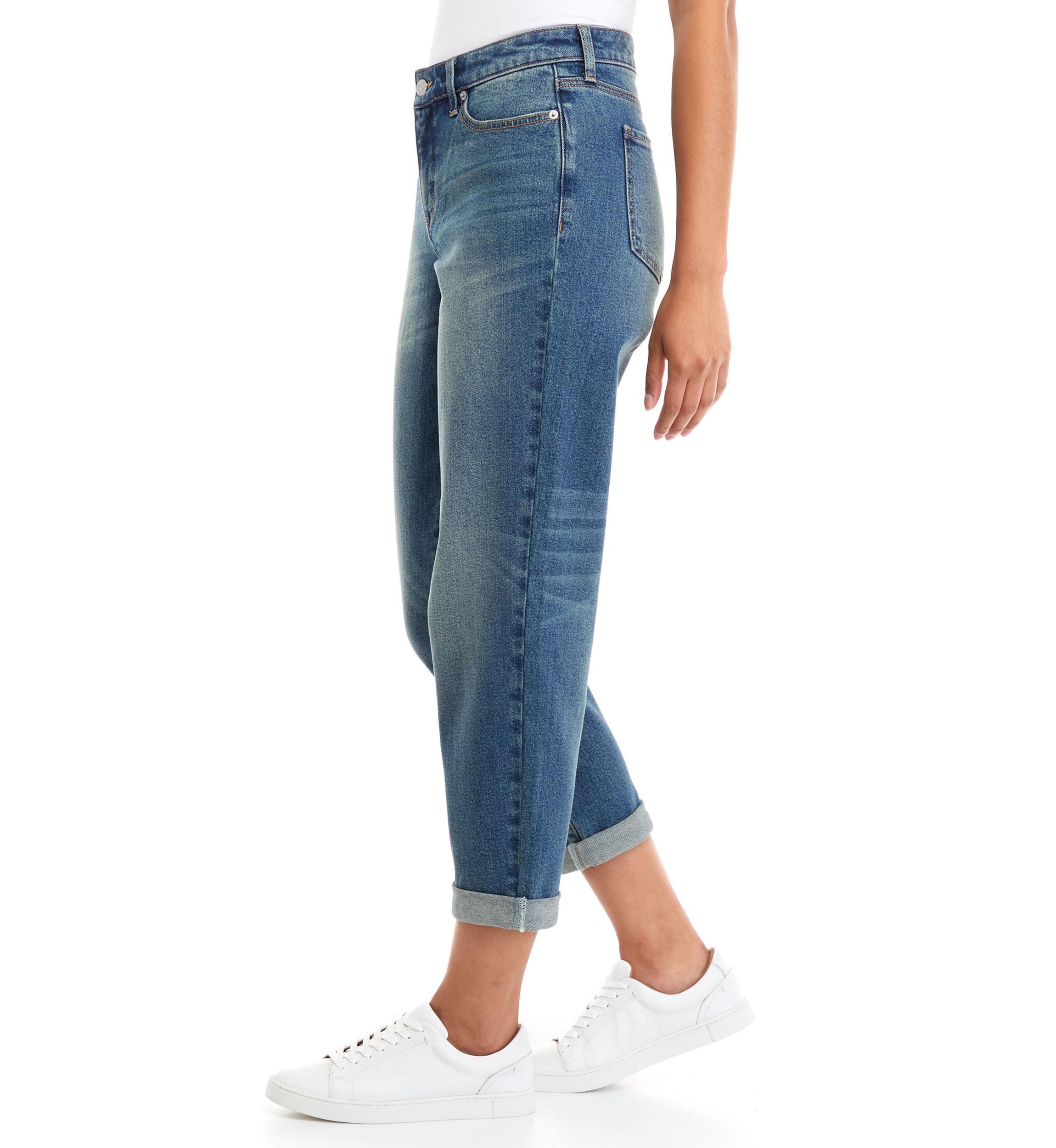 Womens Mid Rise Boyfriend Jeans
