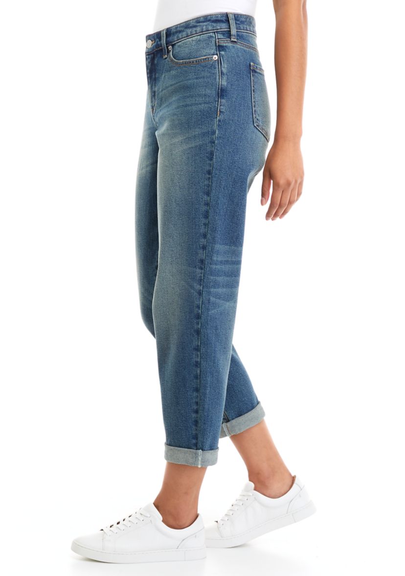 Womens Mid Rise Boyfriend Jeans