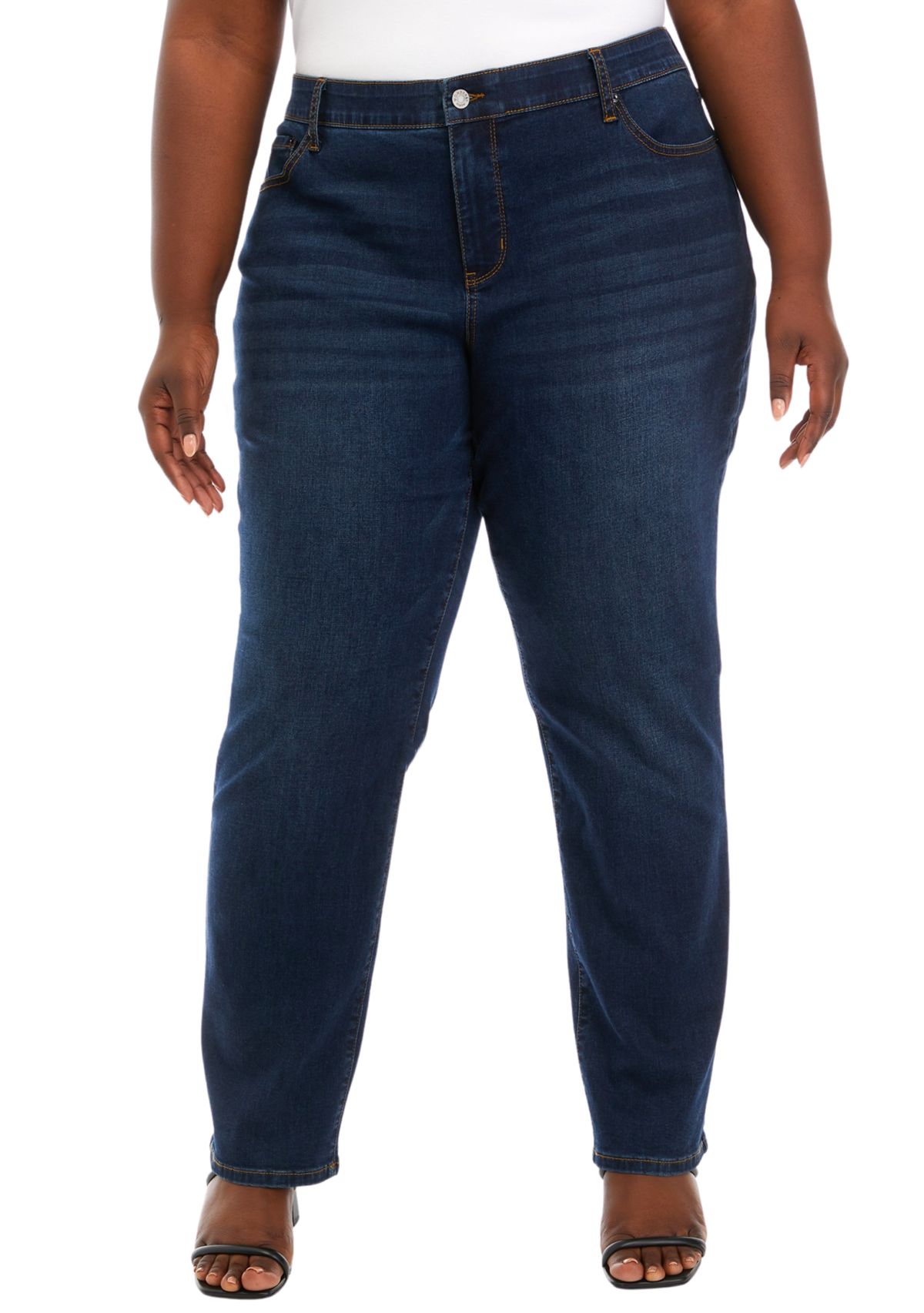 Plus Size Mid Rise Stretch Jeans
