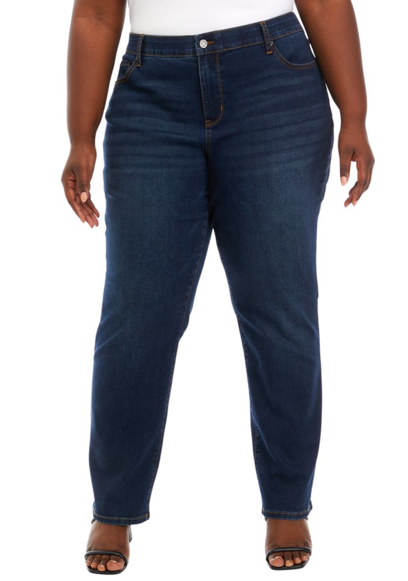 Plus Size Mid Rise Stretch Jeans