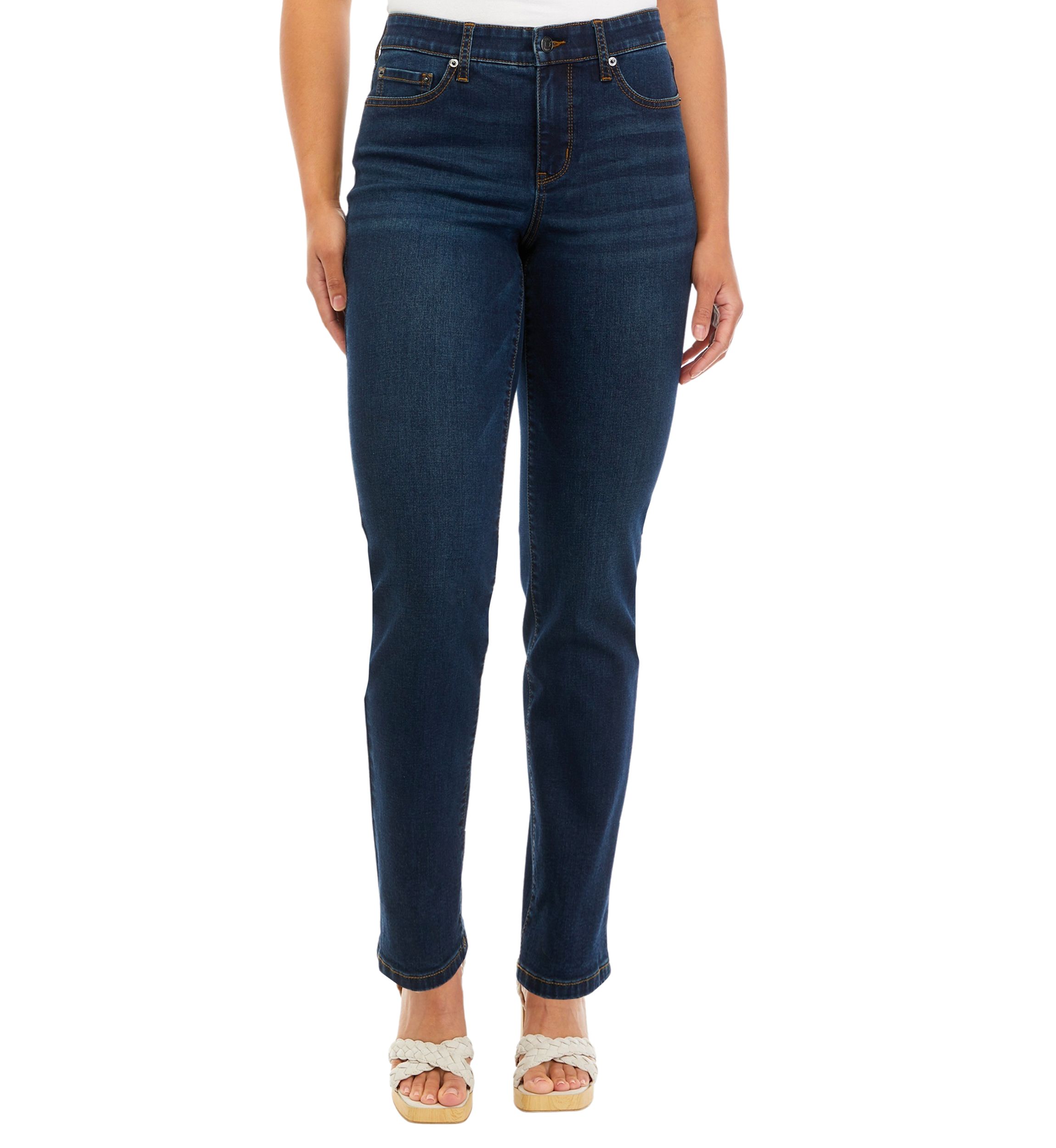 Womens Mid Rise Straight Stretch 31" Jeans